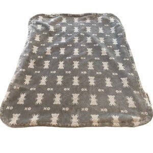 Blankets And Beyond Teddy Bear Gray White Minky Baby Blanket Security Lovey